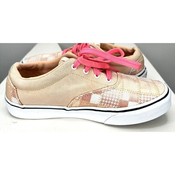 VANS Off The Wall Shoes US Missy Pink Checkerboard Patchwork Lace Up Size 4 - Picture 4 of 11